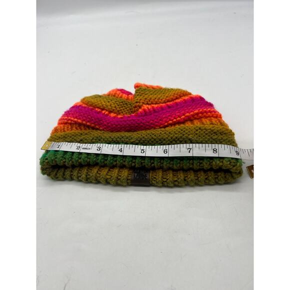 Colorful Rainbow Malia Made Knit Beanie Hat Cap Boho Bohemian Winter XS - Picture 6 of 7